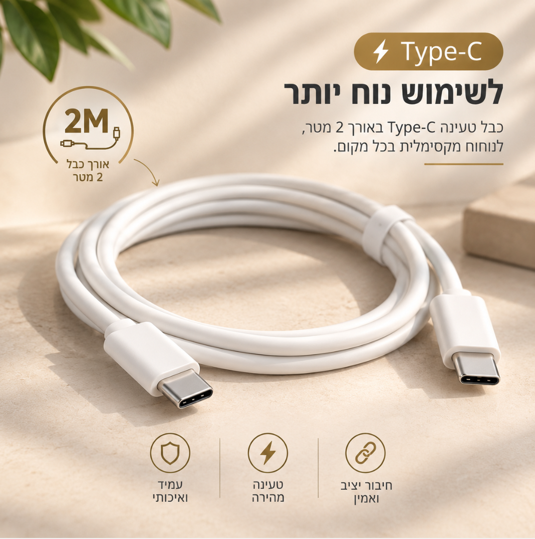 כבל USB-C 2 מטר